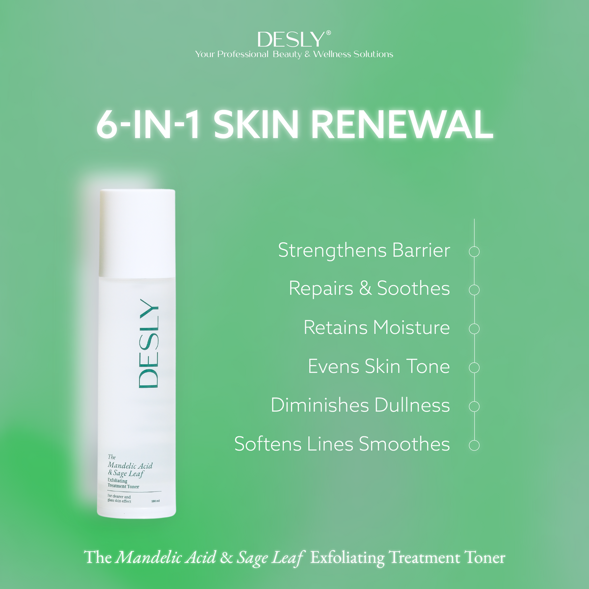 The Mandelic Acid & Sage Leaf Exfoliating Treatment Toner 100ml