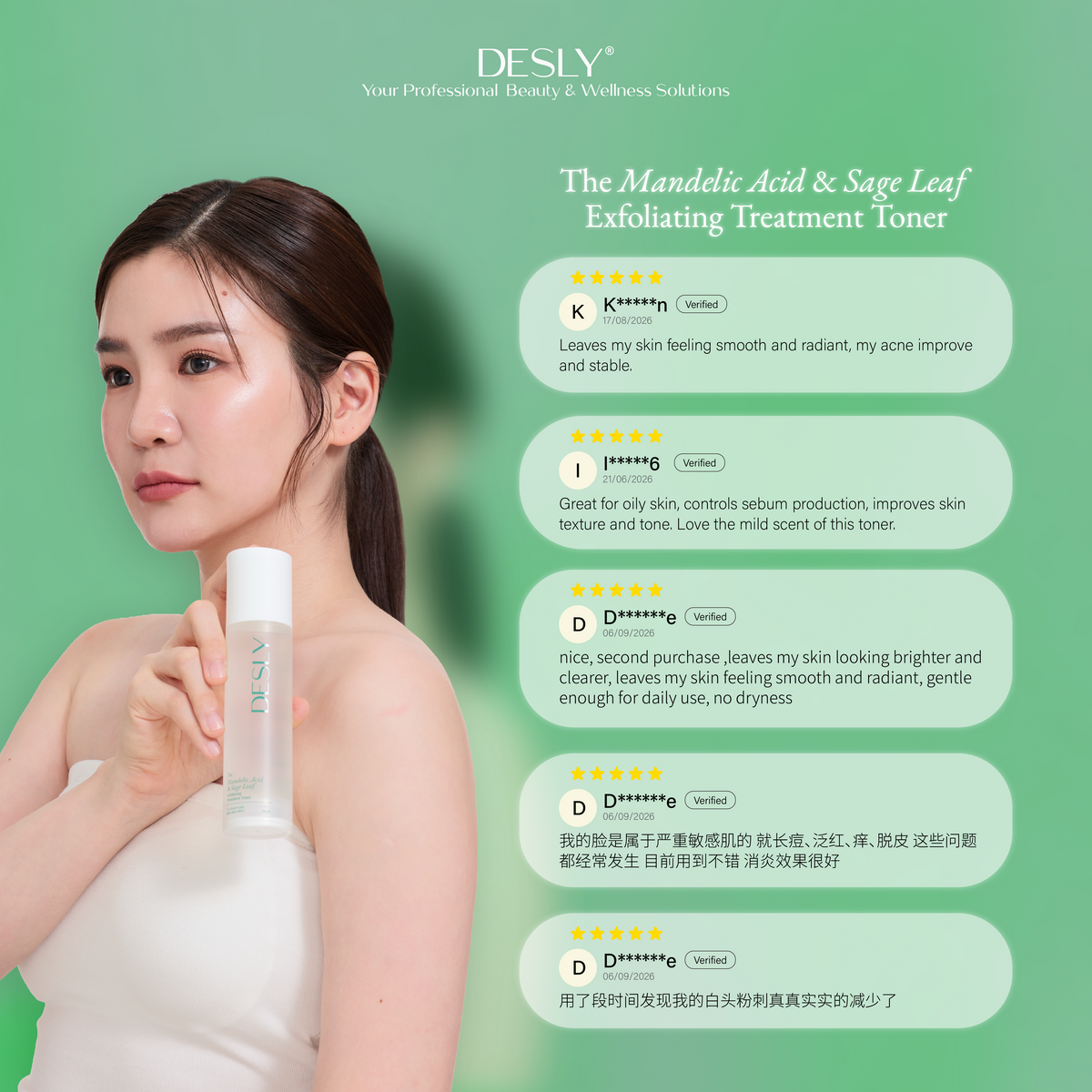The Mandelic Acid & Sage Leaf Exfoliating Treatment Toner 100ml