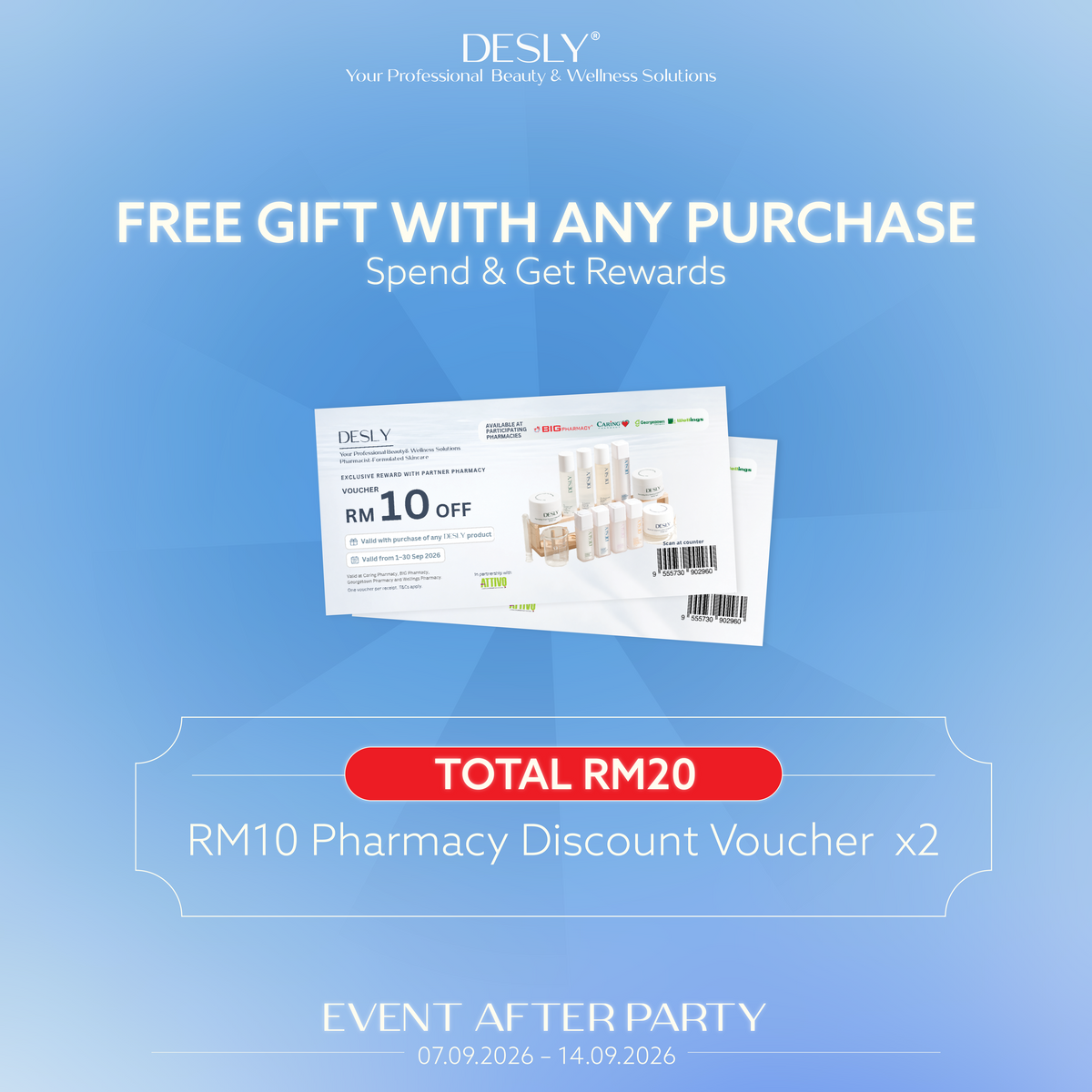 [GWP - NOT FOR SALE]  RM10 Pharmacy Discount Voucher x2